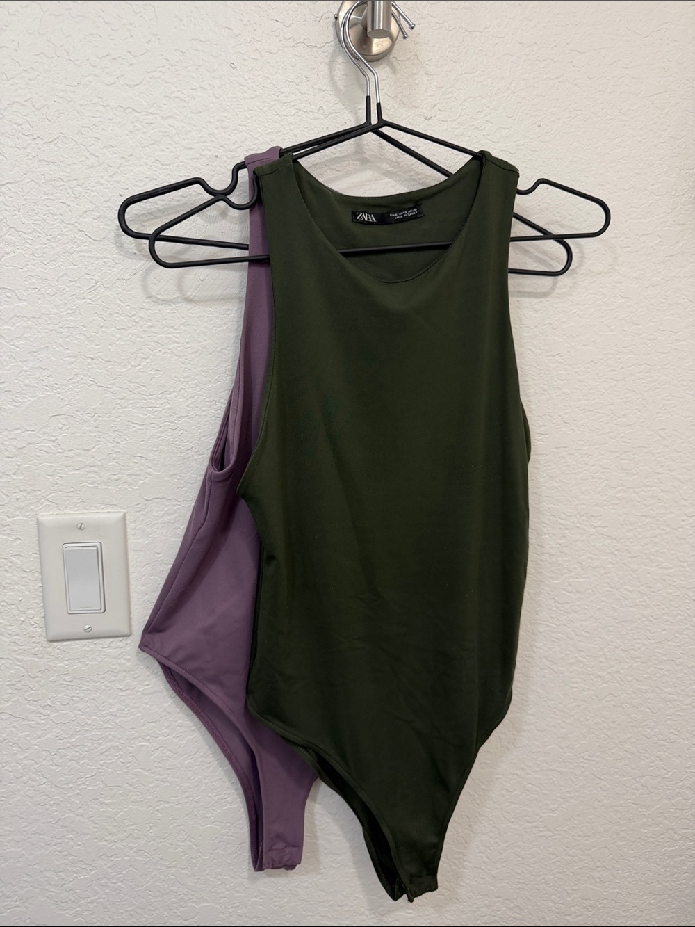 Zara Olive Green and Lavender Sleeveless Bodysuits